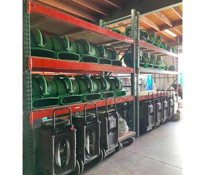 Drying equipment in warehouse.